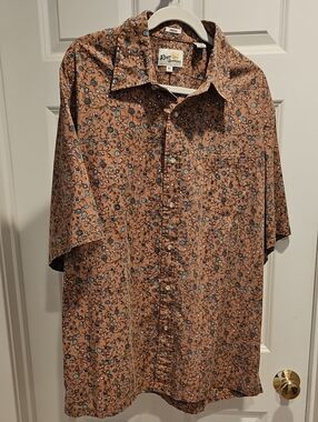 reyn spooner Tan Short-Sleeve Button-Down Floral Print Shirt